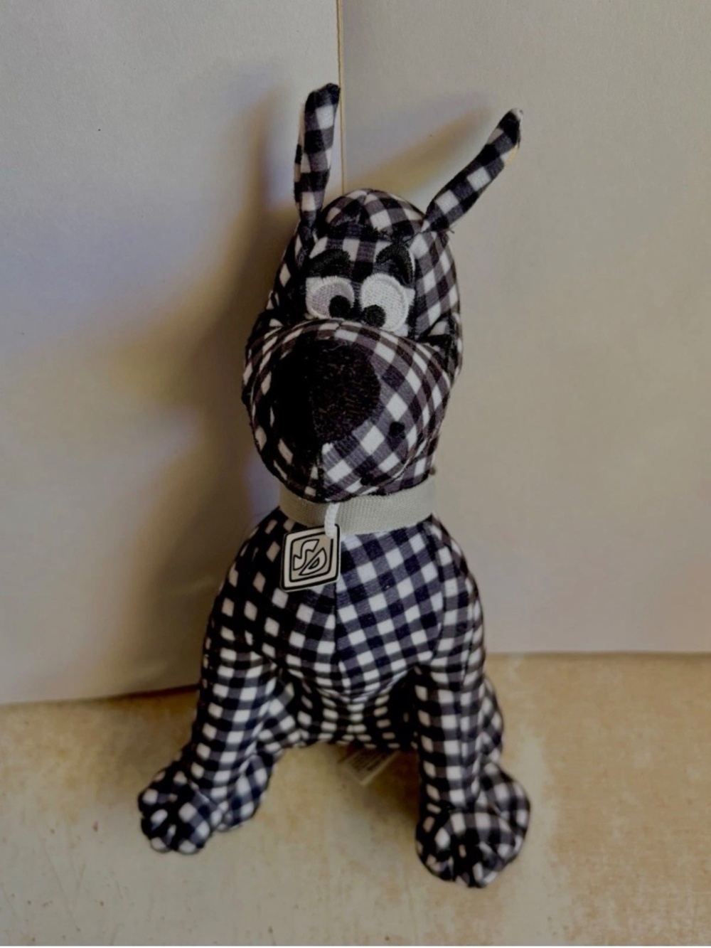 Scooby Doo Checkered Black White 9.5” Plush Soft Toy Stuffed Animal Toy Factory